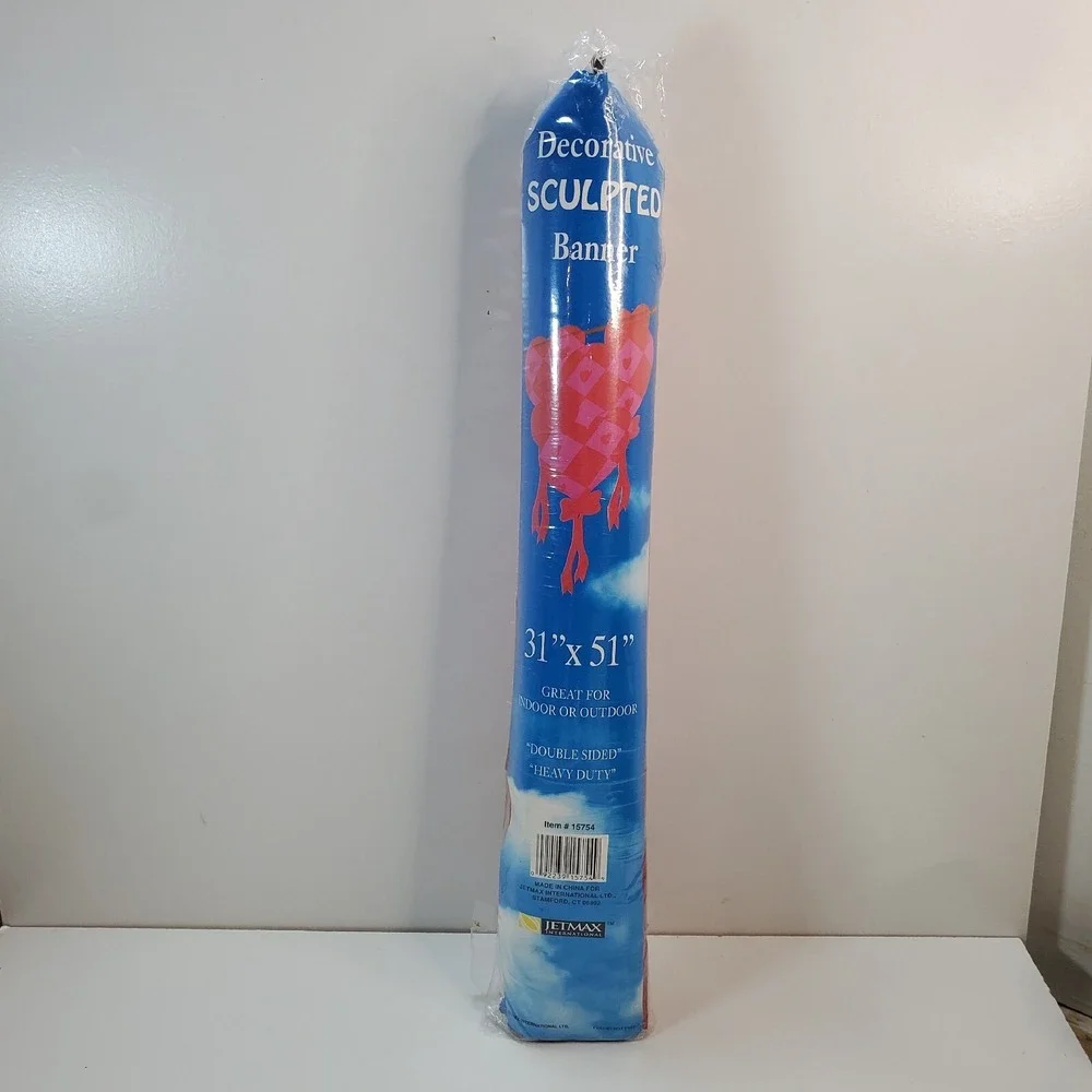 Pink Hearts Sculpted Banner Streamers Large Flag 31 x 51 Double sided Heavy Duty
